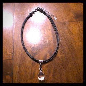 Silpada Leather and Crystal Necklace